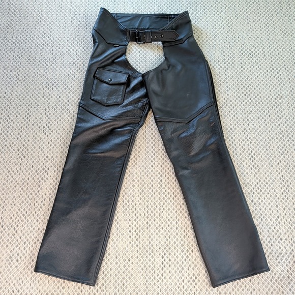 Just Leather, San Jose Ca Other - Vtg 90s JUST LEATHER Black Motorcycle CHAPS Handmade USA Mens Large 36-40x35 EUC